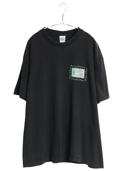 90s USA製 マウンテンデュー イラスト プリント Tシャツ メンズ XL オールド 企業 ペプシ グラフィック シングルステッチ 大きいサイズ 黒