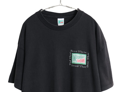 90s USA製 マウンテンデュー イラスト プリント Tシャツ メンズ XL オールド 企業 ペプシ グラフィック シングルステッチ 大きいサイズ 黒