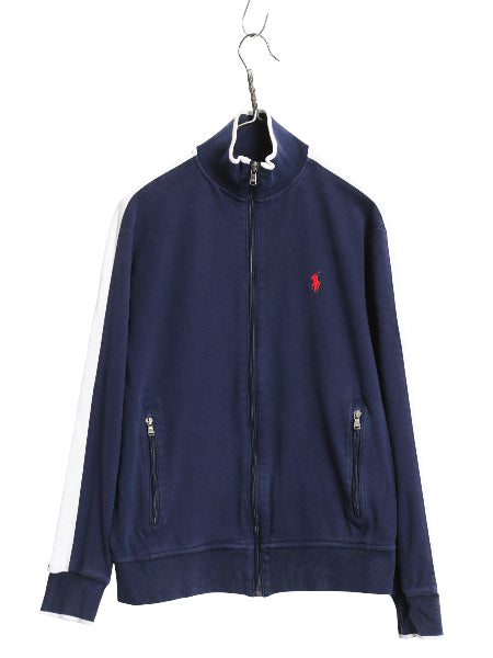 ポロ ラルフローレン トラック ジャケット メンズ S / フルジップ ストレッチ 薄手 ジャージ ブルゾン ハイネック ワンポイント ツートン