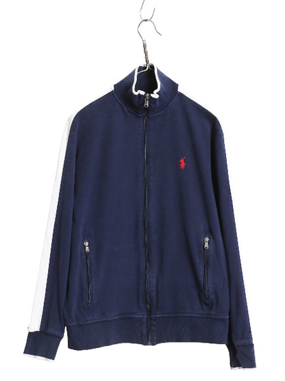ポロ ラルフローレン トラック ジャケット メンズ S / フルジップ ストレッチ 薄手 ジャージ ブルゾン ハイネック ワンポイント ツートン