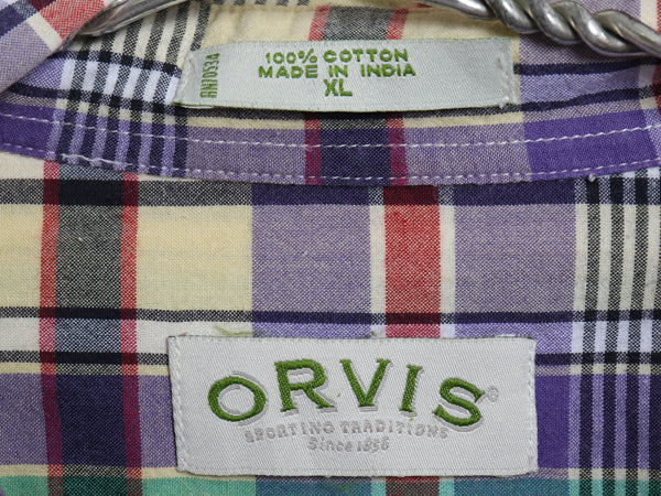 00s オービス マドラス チェック 半袖 ボタンダウン シャツ メンズ XL オールド 半袖シャツ コットン マルチカラー ゆったり 大きいサイズ