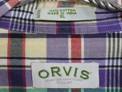 00s オービス マドラス チェック 半袖 ボタンダウン シャツ メンズ XL オールド 半袖シャツ コットン マルチカラー ゆったり 大きいサイズ