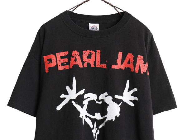 00s ★ パールジャム ツアー イラスト プリント Tシャツ メンズ L / 古着 オールド 当時物 バンド ロック グランジ キャラクター ブラック
