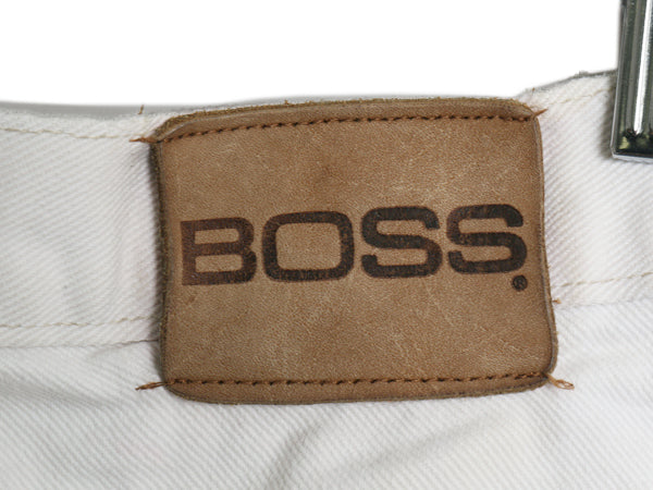 90s USA製 ☆ BOSS IGデザイン ホワイト バギー デニム ショーツ メンズ 36 オールド Y2K ストリート ヒップホップ バギー ショートパンツ