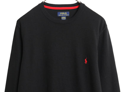 ポロ ラルフローレン 長袖 サーマル Tシャツ メンズ M / ロンT ワッフル コットン カットソー ワンポイント ストレッチ インナー ブラック
