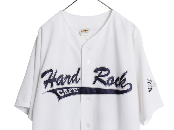 00s ハードロックカフェ ベースボール シャツ メンズ M / オールド ユニフォーム ゲームシャツ 半袖シャツ ジャージ 重ね着 前開き 企業物