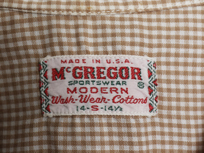 60s USA製 ★ マクレガー ギンガム チェック オープンカラー シャツ メンズ S ヴィンテージ ループ留め 開襟 ボックス コットン 半袖シャツ