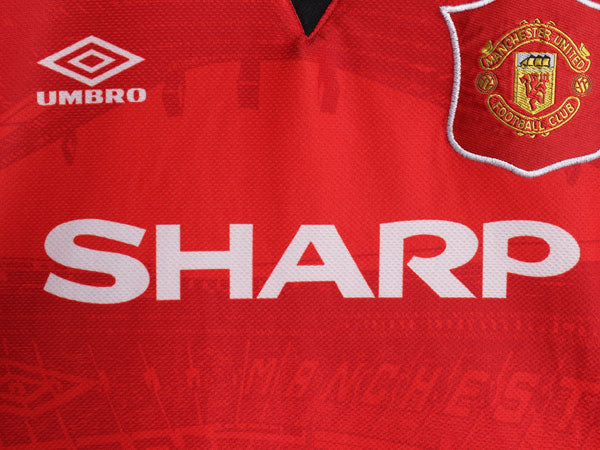 90s ☆ アンブロ マンチェスター ユナイテッド サッカー ユニフォーム メンズ XL / 94 95 96 当時物 SHARP プレミアリーグ フットボール 赤