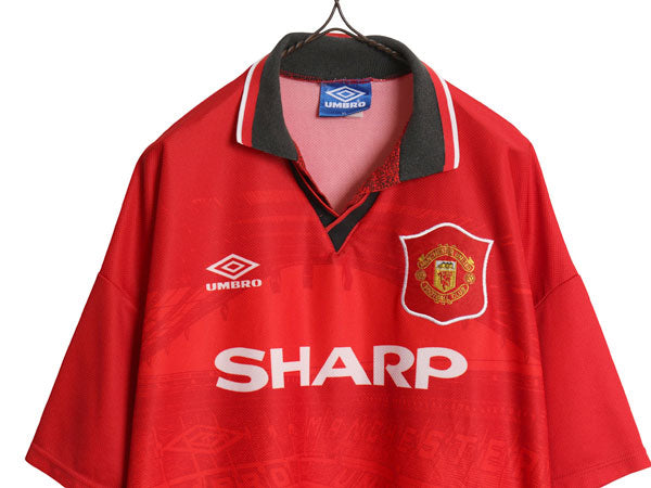 90s ☆ アンブロ マンチェスター ユナイテッド サッカー ユニフォーム メンズ XL / 94 95 96 当時物 SHARP プレミアリーグ フットボール 赤