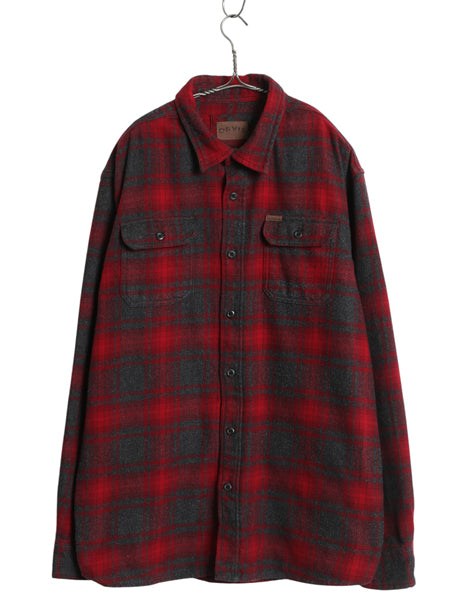 90s オービス ブロック チェック ヘビー フランネル シャツ ジャケット メンズ XXL オールド ネルシャツ ツートン アウトドア 大きいサイズ