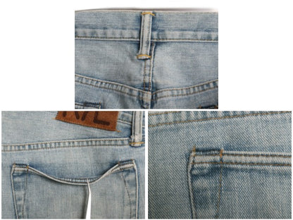 ダブルアールエル ラルフローレン セルビッチ デニム パンツ メンズ 36 32 USA製 ヴィンテージ 加工 ヒゲ スリム ストレート ジーンズ 赤耳