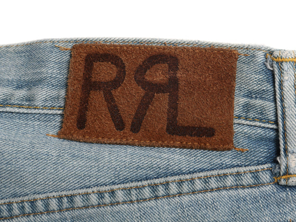 ダブルアールエル ラルフローレン セルビッチ デニム パンツ メンズ 36 32 USA製 ヴィンテージ 加工 ヒゲ スリム ストレート ジーンズ 赤耳