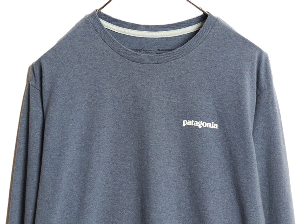 パタゴニア 両面 プリント 長袖 Tシャツ メンズ M 20年製 アウトドア ロンT ロングスリーブ P6 バックプリント ボックスロゴ カットソー 青