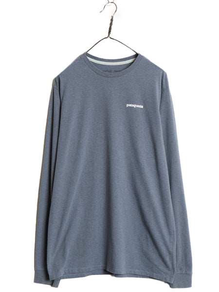 パタゴニア 両面 プリント 長袖 Tシャツ メンズ M 20年製 アウトドア ロンT ロングスリーブ P6 バックプリント ボックスロゴ カットソー 青