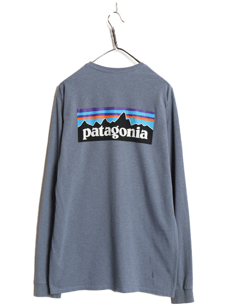 パタゴニア 両面 プリント 長袖 Tシャツ メンズ M 20年製 アウトドア ロンT ロングスリーブ P6 バックプリント ボックスロゴ カットソー 青