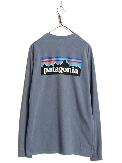 パタゴニア 両面 プリント 長袖 Tシャツ メンズ M 20年製 アウトドア ロンT ロングスリーブ P6 バックプリント ボックスロゴ カットソー 青