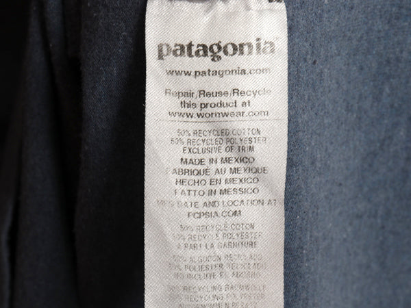 パタゴニア 両面 プリント 長袖 Tシャツ メンズ M 20年製 アウトドア ロンT ロングスリーブ P6 バックプリント ボックスロゴ カットソー 青