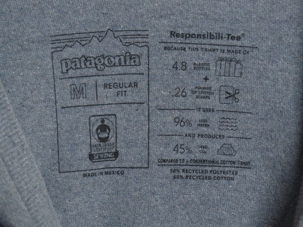 パタゴニア 両面 プリント 長袖 Tシャツ メンズ M 20年製 アウトドア ロンT ロングスリーブ P6 バックプリント ボックスロゴ カットソー 青