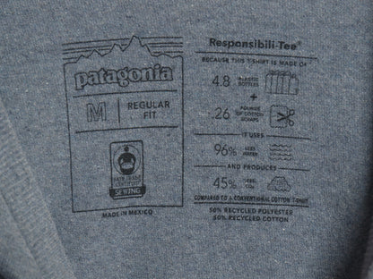 パタゴニア 両面 プリント 長袖 Tシャツ メンズ M 20年製 アウトドア ロンT ロングスリーブ P6 バックプリント ボックスロゴ カットソー 青