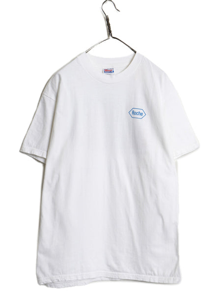 90s ★ Roche 当時物 イラスト プリント Tシャツ メンズ L / 古着 オールド 企業物 グラフィック フォト ロゴ アニマル ヘビーウェイト 白
