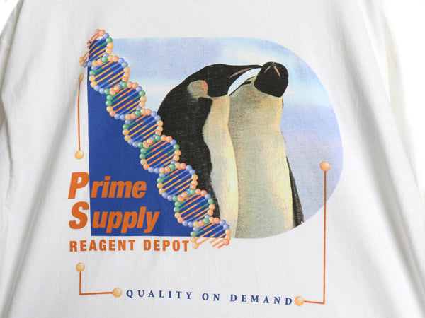 90s ★ Roche 当時物 イラスト プリント Tシャツ メンズ L / 古着 オールド 企業物 グラフィック フォト ロゴ アニマル ヘビーウェイト 白