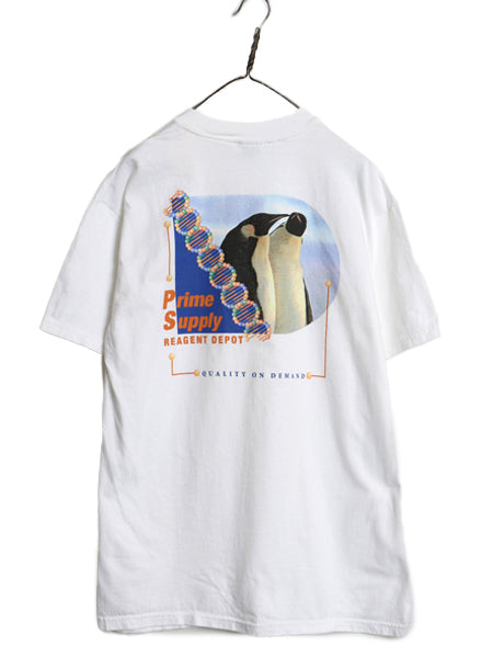 90s ★ Roche 当時物 イラスト プリント Tシャツ メンズ L / 古着 オールド 企業物 グラフィック フォト ロゴ アニマル ヘビーウェイト 白