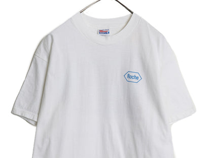 90s ★ Roche 当時物 イラスト プリント Tシャツ メンズ L / 古着 オールド 企業物 グラフィック フォト ロゴ アニマル ヘビーウェイト 白