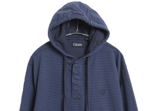 チャップス ラルフローレン ボーダー パーカー メンズ L フード付き 長袖 Tシャツ コットン ヘンリーネック ロンT ロングTシャツ ツートン