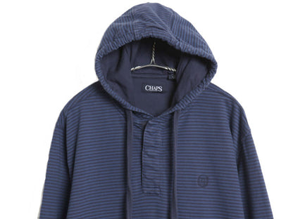 チャップス ラルフローレン ボーダー パーカー メンズ L フード付き 長袖 Tシャツ コットン ヘンリーネック ロンT ロングTシャツ ツートン