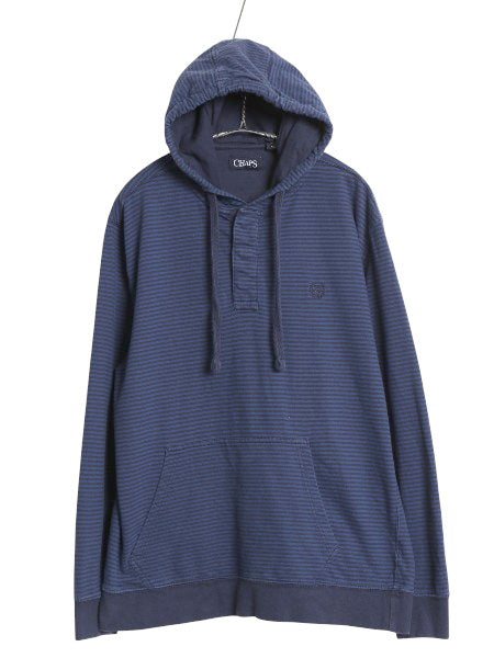 チャップス ラルフローレン ボーダー パーカー メンズ L フード付き 長袖 Tシャツ コットン ヘンリーネック ロンT ロングTシャツ ツートン