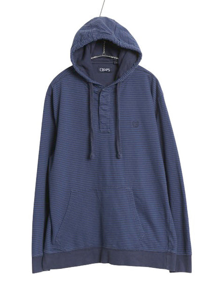 チャップス ラルフローレン ボーダー パーカー メンズ L フード付き 長袖 Tシャツ コットン ヘンリーネック ロンT ロングTシャツ ツートン