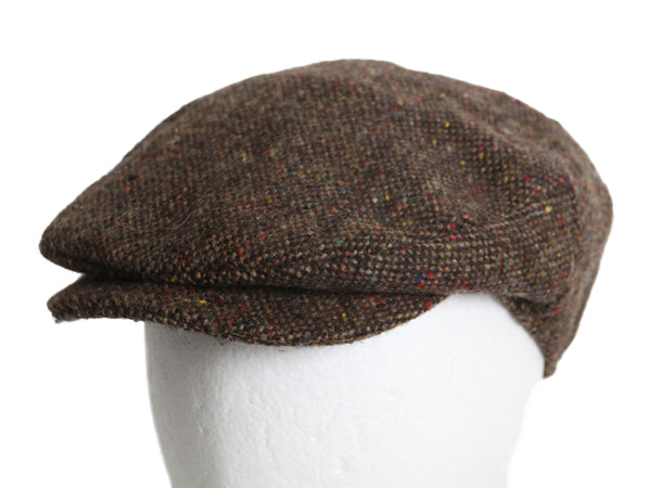 アイルランド製 ハンナハット ツイード ウール ハンチング キャップ メンズ レディース S 帽子 ハンドメイド キャスケット ネップ 茶 防寒