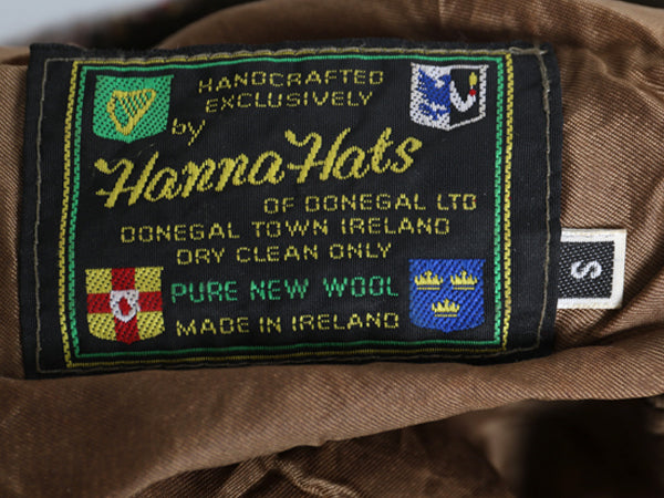 アイルランド製 ハンナハット ツイード ウール ハンチング キャップ メンズ レディース S 帽子 ハンドメイド キャスケット ネップ 茶 防寒