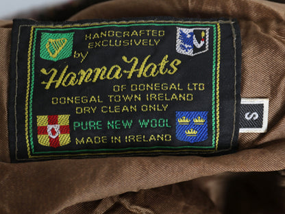 アイルランド製 ハンナハット ツイード ウール ハンチング キャップ メンズ レディース S 帽子 ハンドメイド キャスケット ネップ 茶 防寒