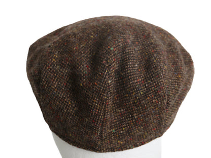 アイルランド製 ハンナハット ツイード ウール ハンチング キャップ メンズ レディース S 帽子 ハンドメイド キャスケット ネップ 茶 防寒