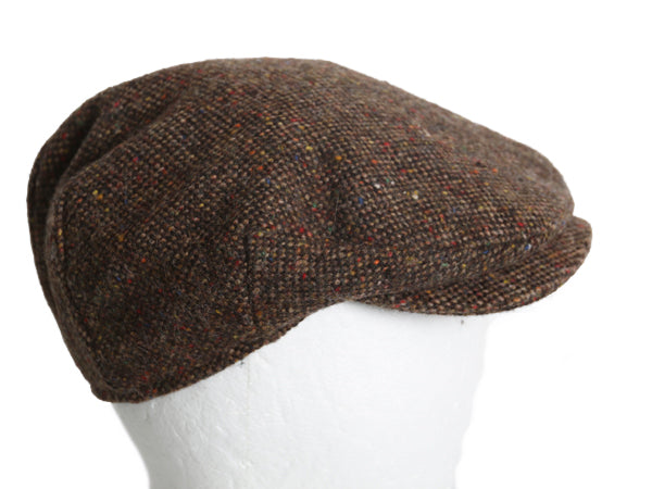 アイルランド製 ハンナハット ツイード ウール ハンチング キャップ メンズ レディース S 帽子 ハンドメイド キャスケット ネップ 茶 防寒