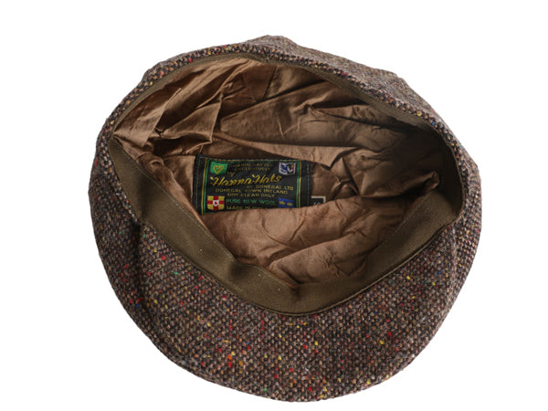 アイルランド製 ハンナハット ツイード ウール ハンチング キャップ メンズ レディース S 帽子 ハンドメイド キャスケット ネップ 茶 防寒