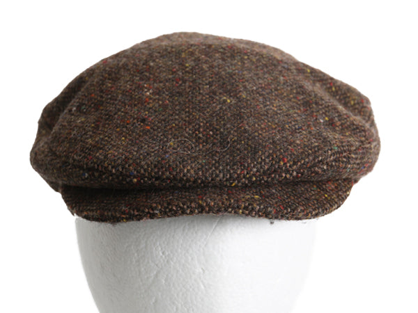 アイルランド製 ハンナハット ツイード ウール ハンチング キャップ メンズ レディース S 帽子 ハンドメイド キャスケット ネップ 茶 防寒