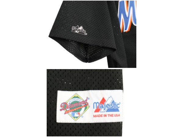 USA製 メッツ ベースボール シャツ メンズ XXL 程/ MLB オフィシャル マジェスティック 大リーグ ユニフォーム ブラック 野球 大きいサイズ