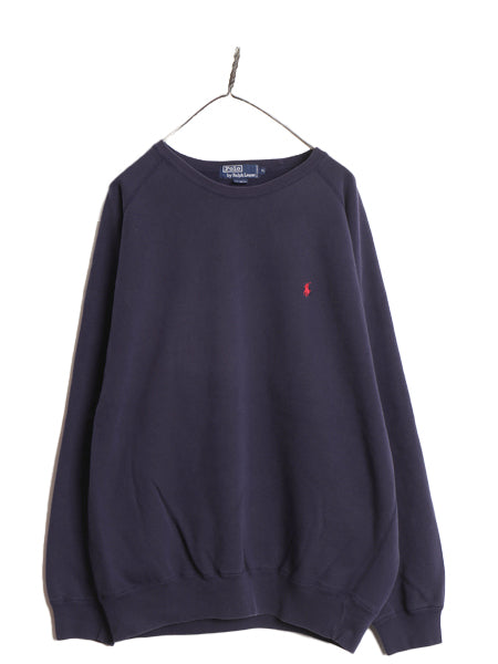 90s ポロ ラルフローレン クルーネック ワンポイント スウェット メンズ XL / 古着 オールド 裏起毛 トレーナー プルオーバー 大きいサイズ