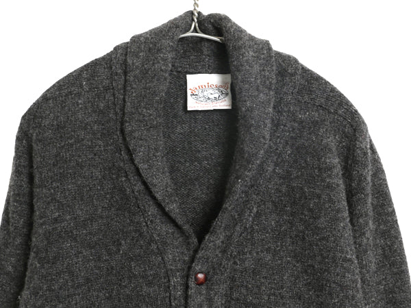 スコットランド製 ジャミーソンズ ショールカラー ニット カーディガン メンズ L シェットランド ウール セーター エルボーパッチ 前開き