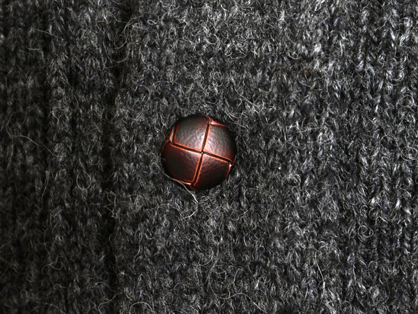 スコットランド製 ジャミーソンズ ショールカラー ニット カーディガン メンズ L シェットランド ウール セーター エルボーパッチ 前開き