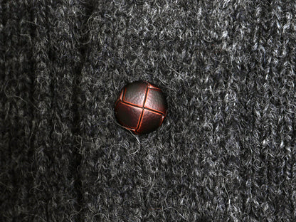 スコットランド製 ジャミーソンズ ショールカラー ニット カーディガン メンズ L シェットランド ウール セーター エルボーパッチ 前開き