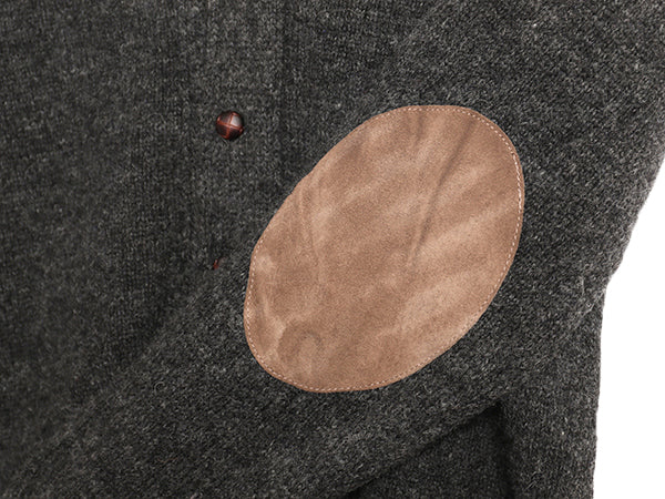 スコットランド製 ジャミーソンズ ショールカラー ニット カーディガン メンズ L シェットランド ウール セーター エルボーパッチ 前開き