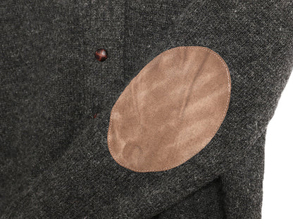 スコットランド製 ジャミーソンズ ショールカラー ニット カーディガン メンズ L シェットランド ウール セーター エルボーパッチ 前開き