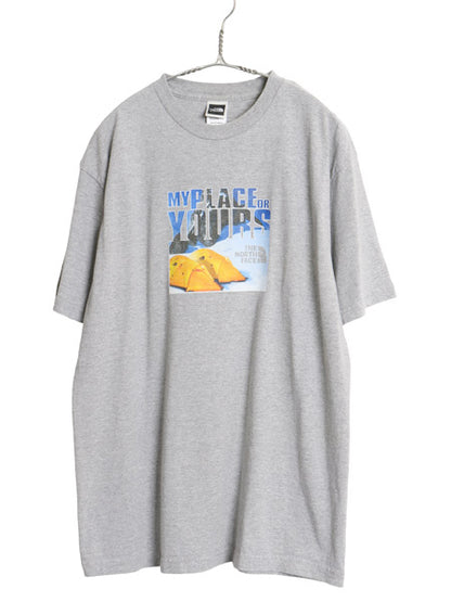 00s ノースフェイス フォト プリント Tシャツ メンズ L / オールド アウトドア キャンプ イラスト グラフィック カットソー ヘビーウェイト