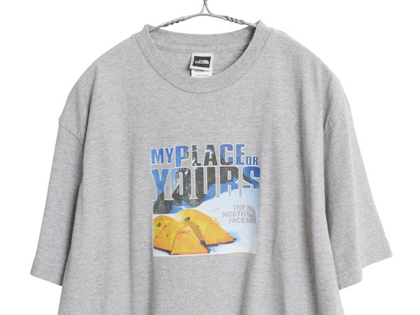00s ノースフェイス フォト プリント Tシャツ メンズ L / オールド アウトドア キャンプ イラスト グラフィック カットソー ヘビーウェイト