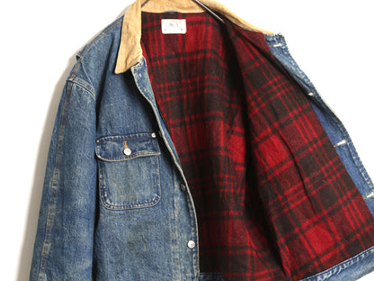 90s USA製 ポロ ラルフローレン デニム ジャケット メンズ XL オールド ジージャン ブルゾン ガチャポケ ウール ライナー付き 大きいサイズ