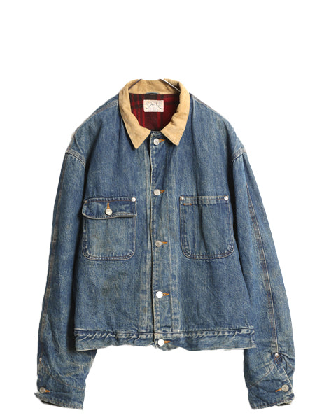 90s USA製 ポロ ラルフローレン デニム ジャケット メンズ XL オールド ジージャン ブルゾン ガチャポケ ウール ライナー付き 大きいサイズ