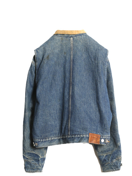 90s USA製 ポロ ラルフローレン デニム ジャケット メンズ XL オールド ジージャン ブルゾン ガチャポケ ウール ライナー付き 大きいサイズ